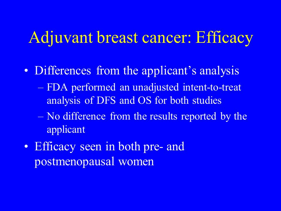 Adjuvant breast cancer: Efficacy