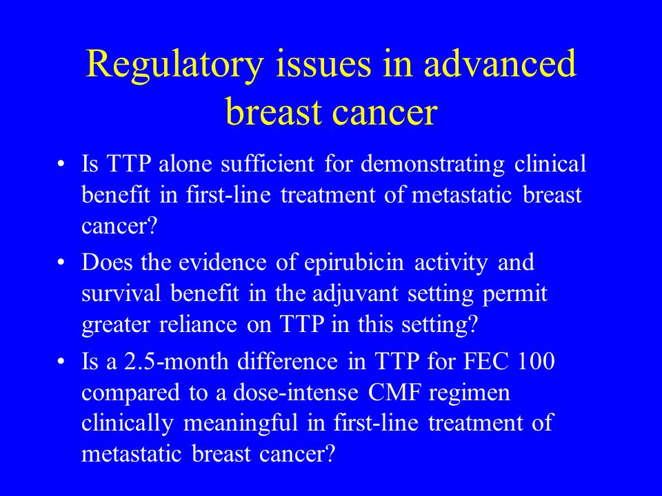Regulatory issues in advanced breast cancer