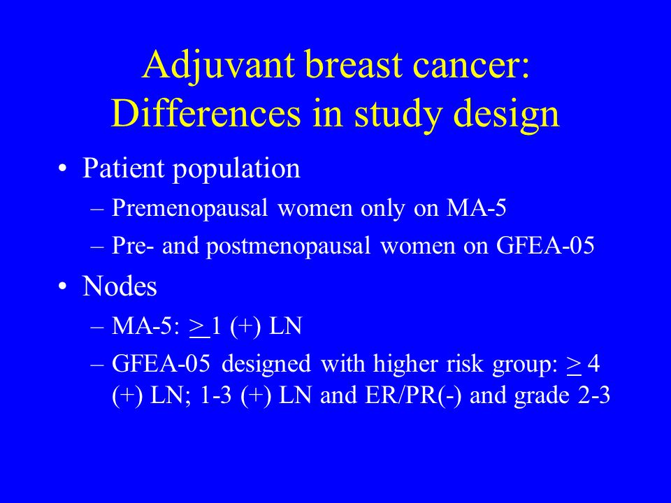 Adjuvant breast cancer: Differences in study design