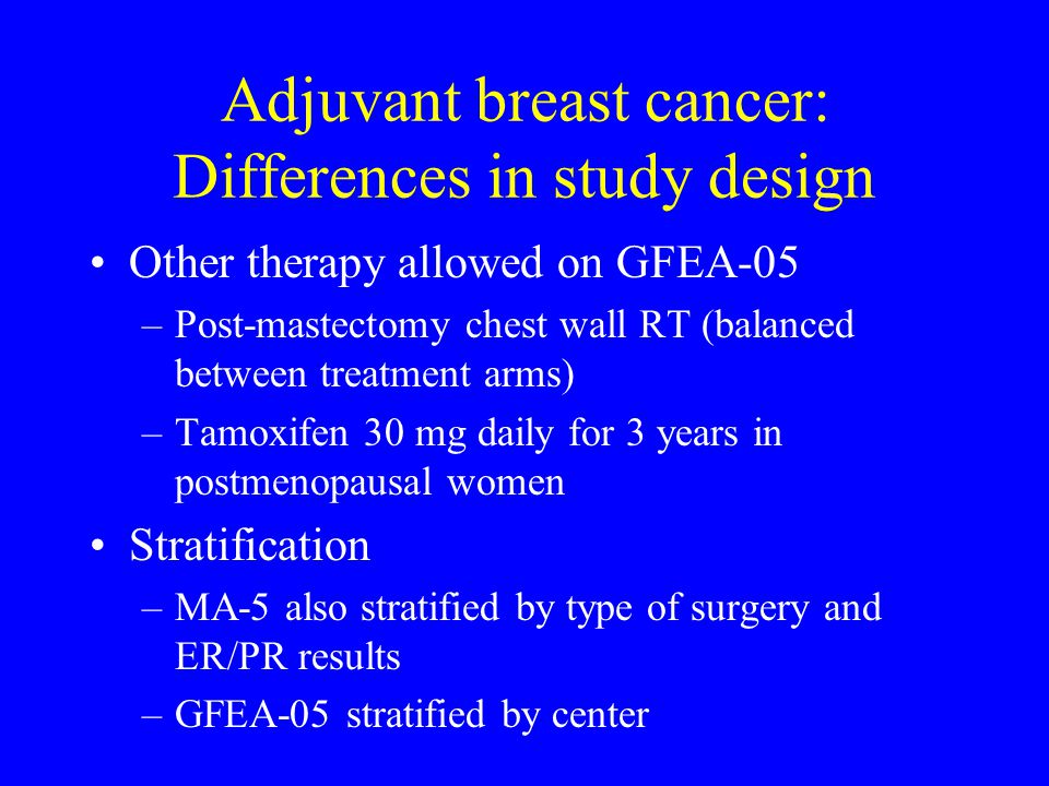 Adjuvant breast cancer: Differences in study design