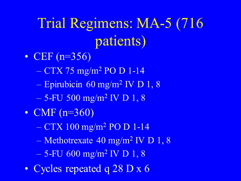 Trial Regimens: MA-5 (716 patients)
