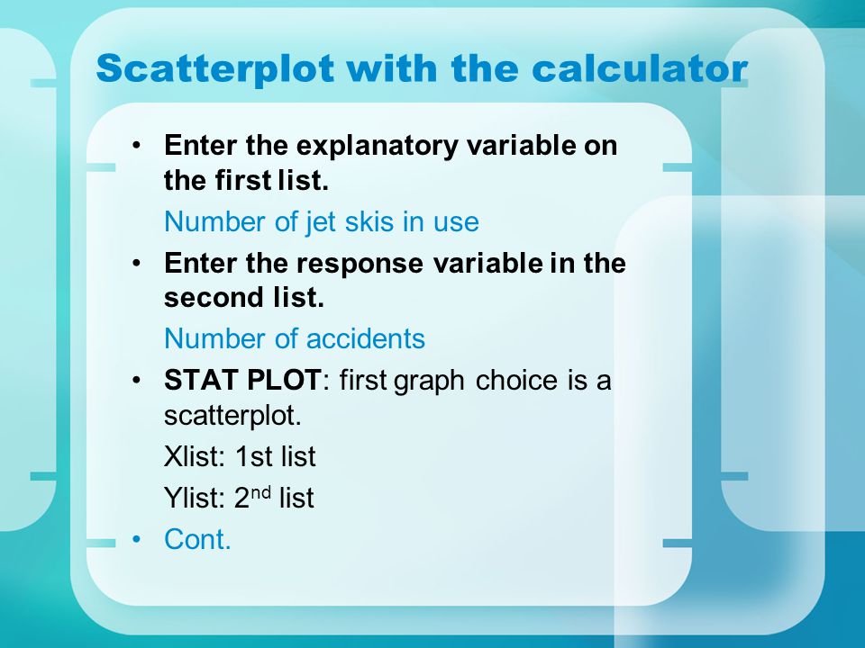 Scatterplot with the calculator