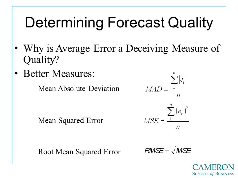 Determining Forecast Quality