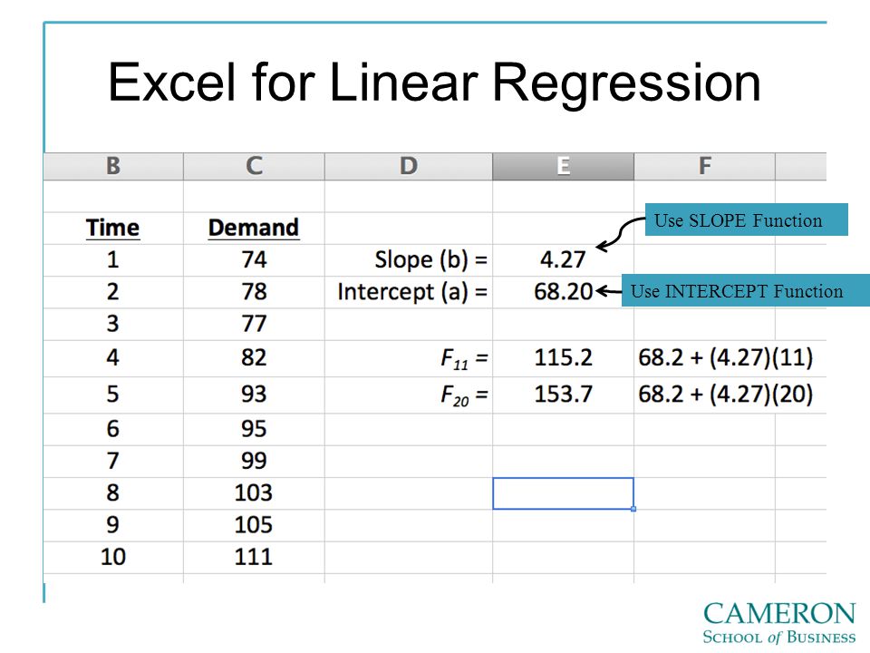 Excel for Linear Regression