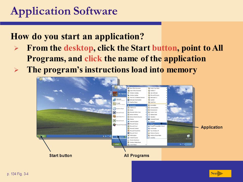 Application Software How do you start an application