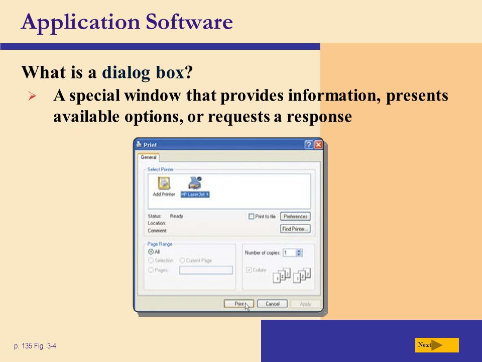 Application Software What is a dialog box
