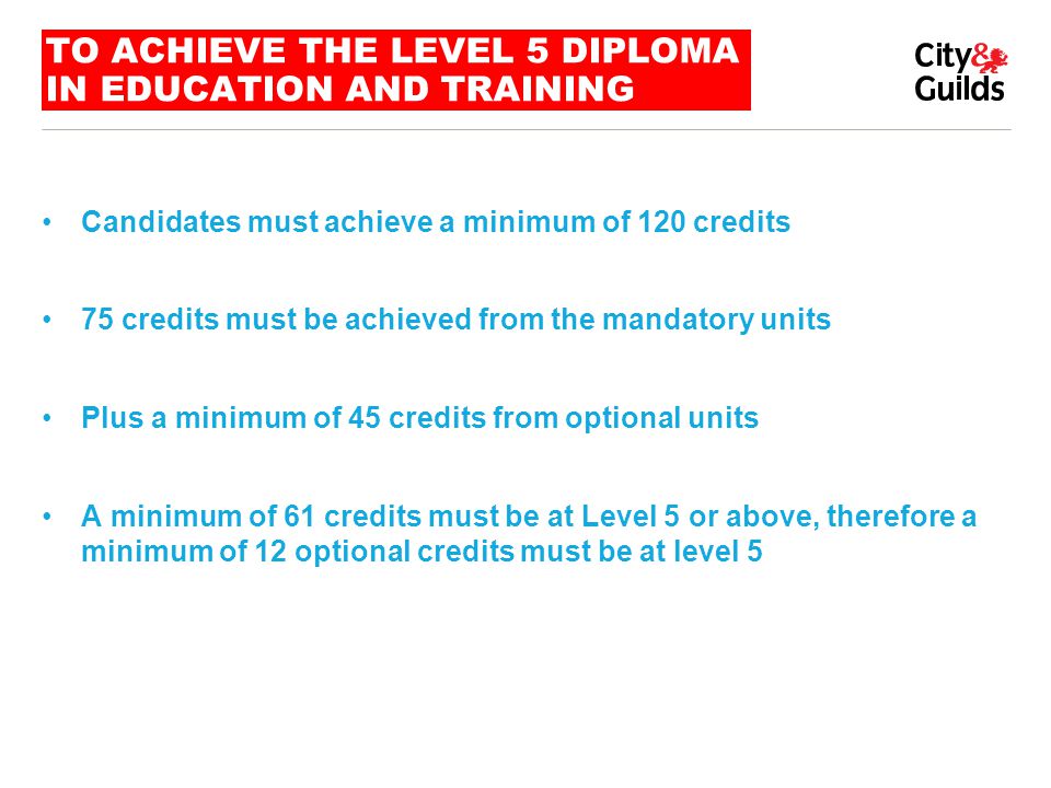 TO ACHIEVE THE LEVEL 5 DIPLOMA IN EDUCATION AND TRAINING