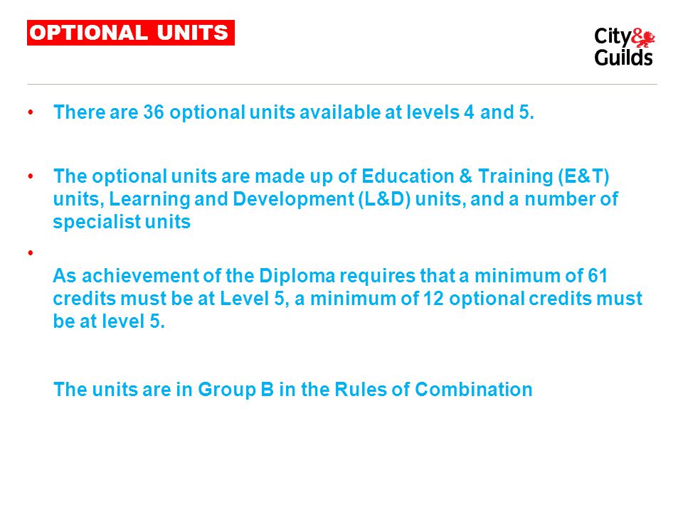 OPTIONAL UNITS There are 36 optional units available at levels 4 and 5.