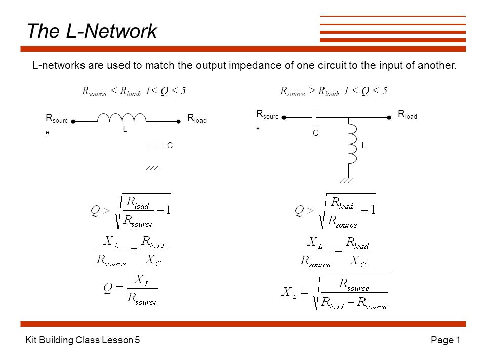 The L-Network L-networks are used to match the output impeda