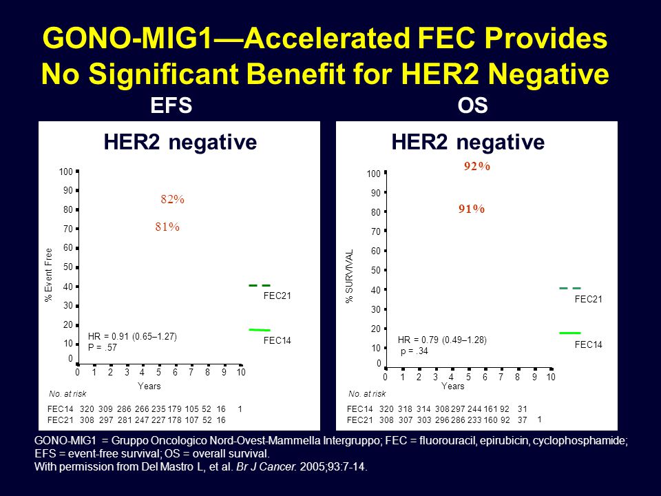 GONO-MIG1—Accelerated FEC Provides No Significant Benefit for HER2 Negative