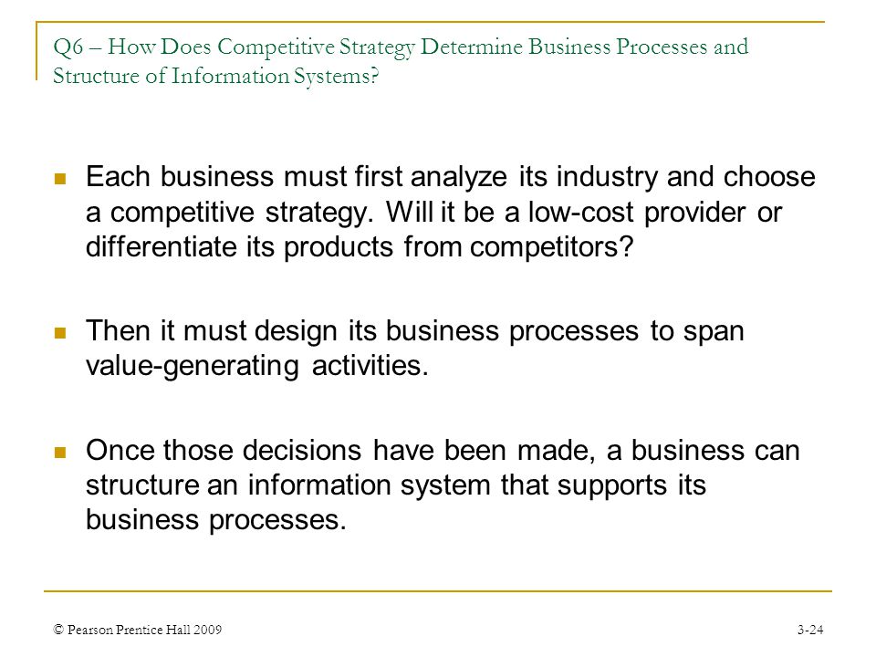 Q6 – How Does Competitive Strategy Determine Business Processes and Structure of Information Systems