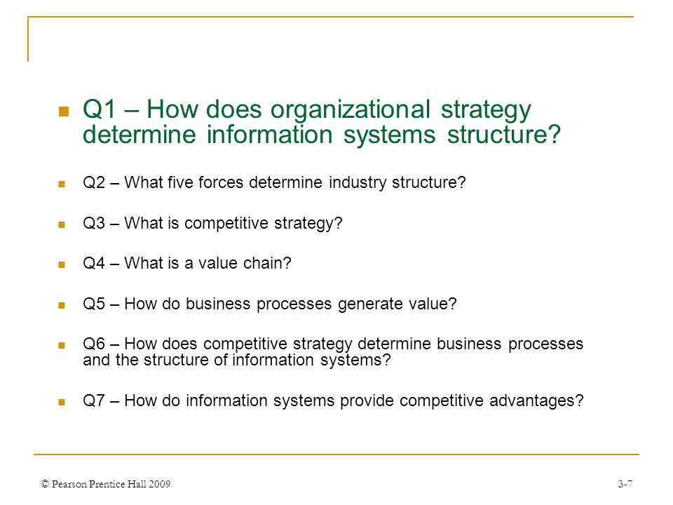 Q1 – How does organizational strategy determine information systems structure