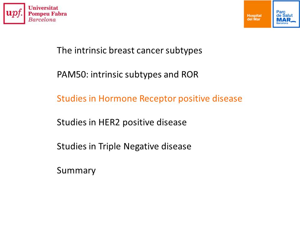 The intrinsic breast cancer subtypes