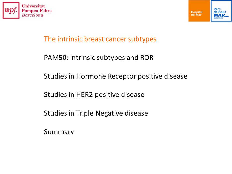 The intrinsic breast cancer subtypes