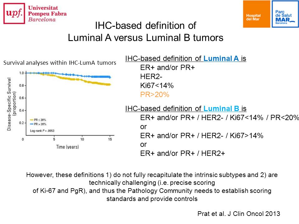 IHC-based definition of Luminal A versus Luminal B tumors