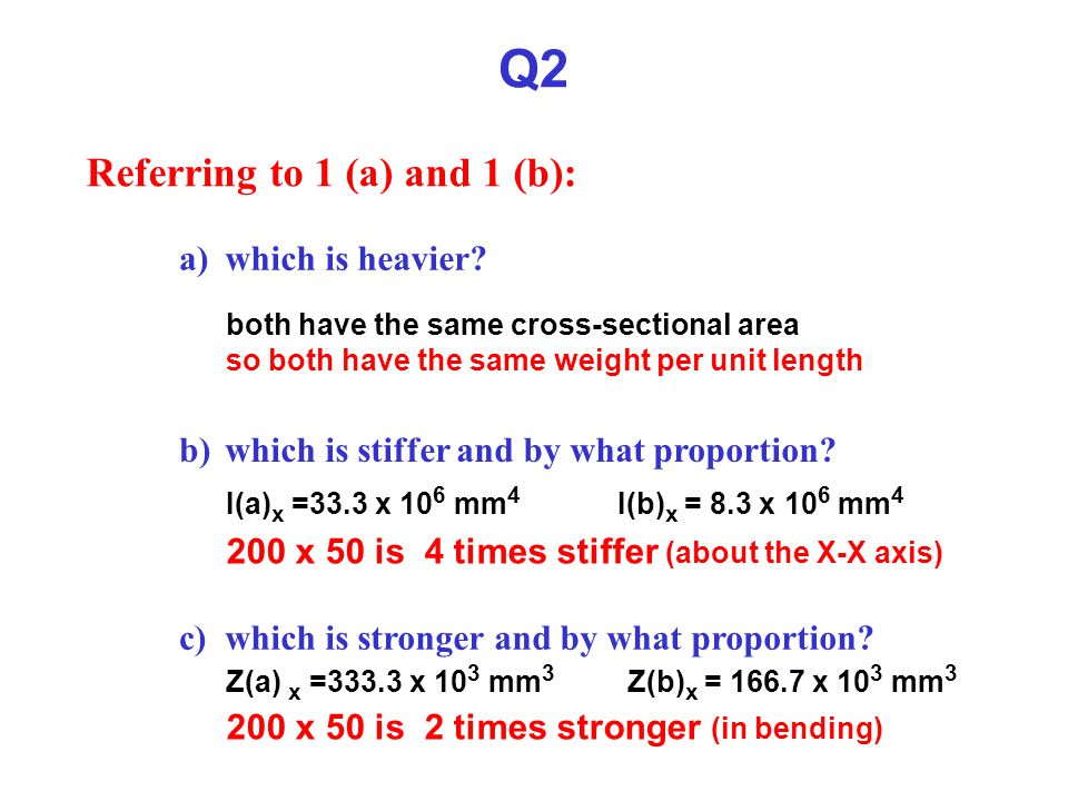 Q2 Referring to 1 (a) and 1 (b): a) which is heavier b)