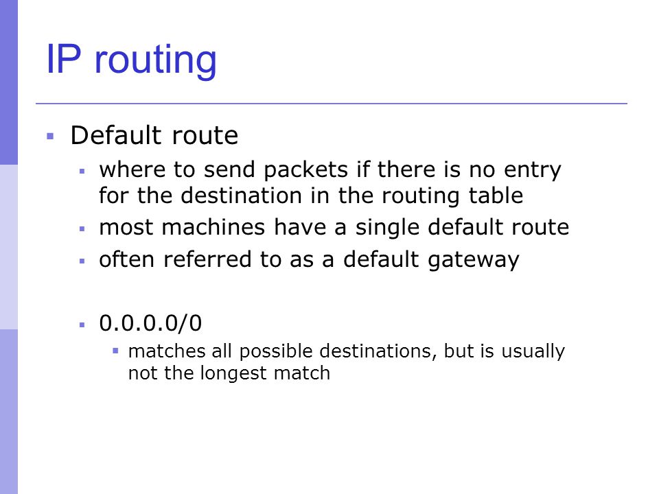 IP routing Default route
