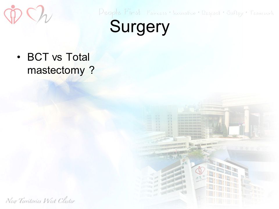 Surgery BCT vs Total mastectomy