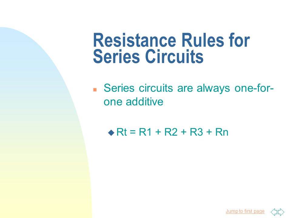 Resistance Rules for Series Circuits