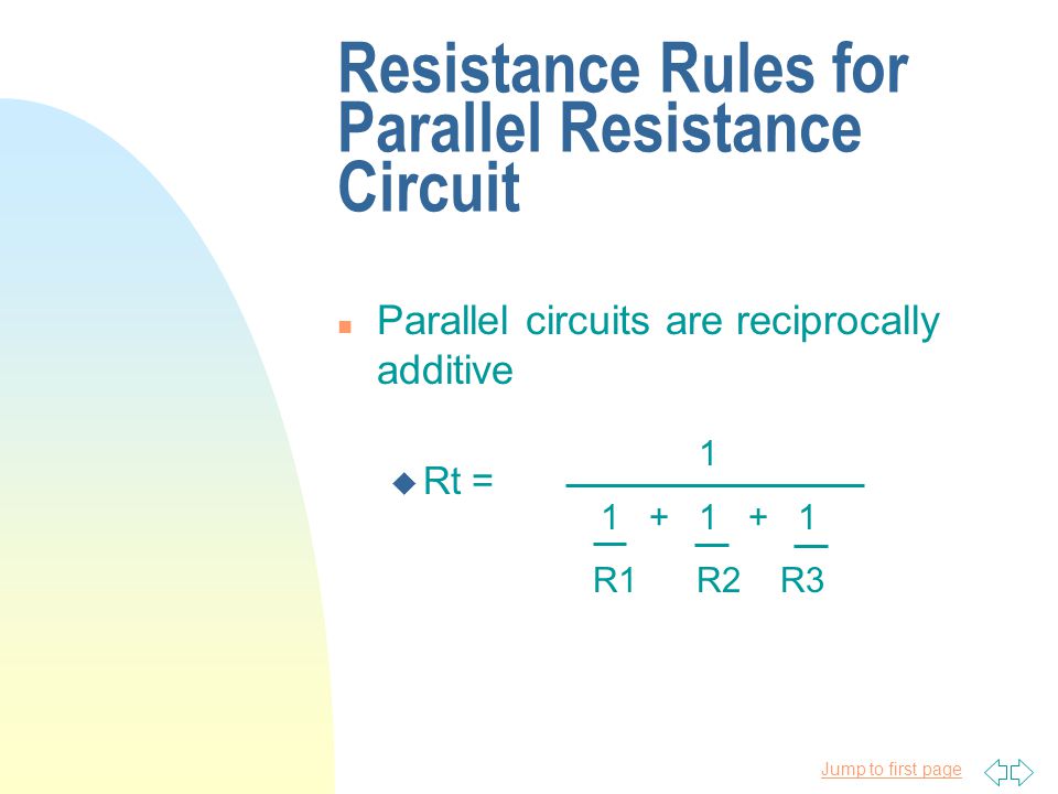 Resistance Rules for Parallel Resistance Circuit