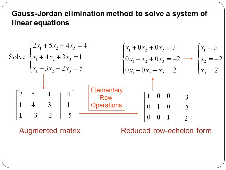 Gauss-Jordan elimination method to solve a system of linear equations