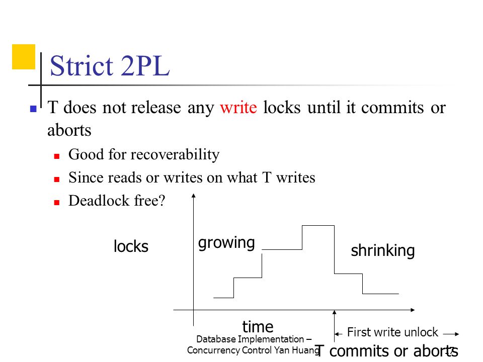 Database Implementation – Concurrency Control Yan Huang