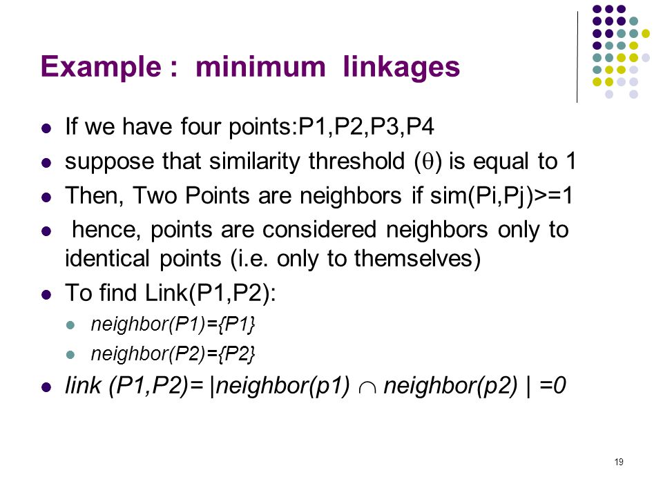 Example : minimum linkages