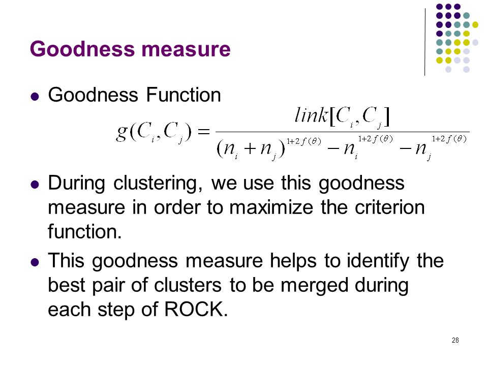 Goodness measure Goodness Function