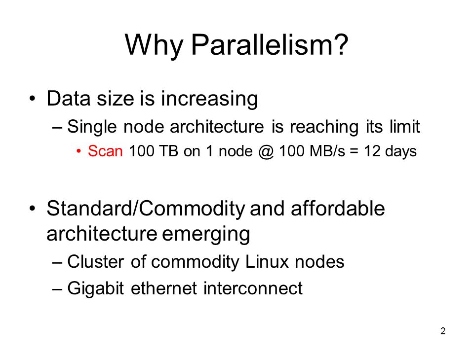 Why Parallelism Data size is increasing