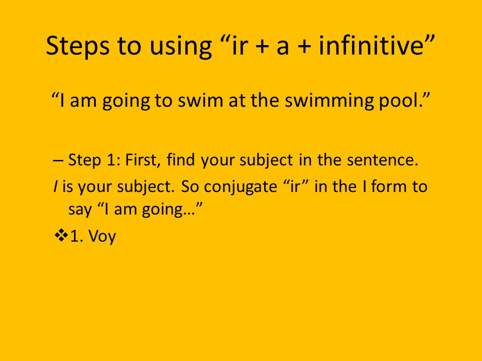Steps to using ir + a + infinitive