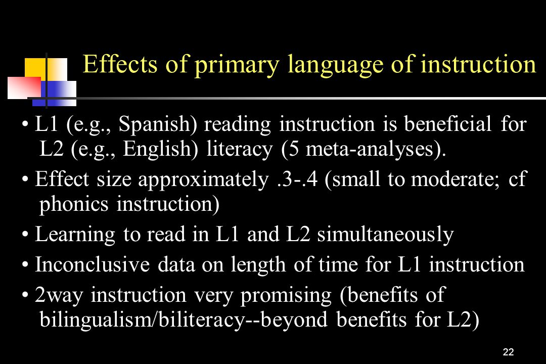 Effects of primary language of instruction