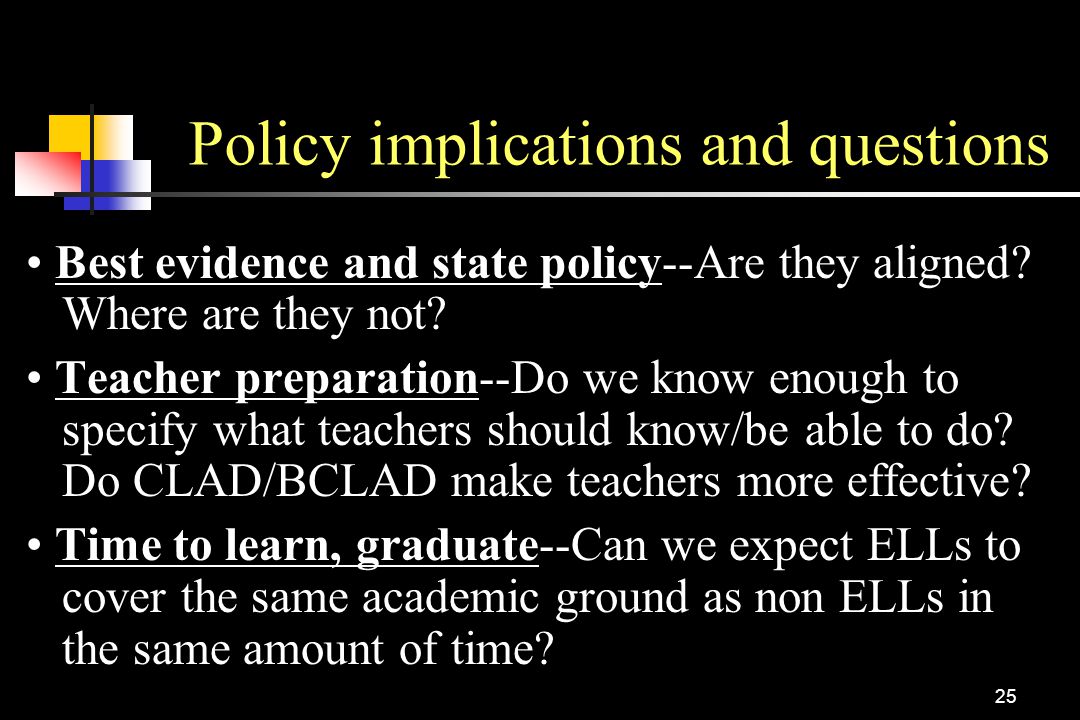 Policy implications and questions