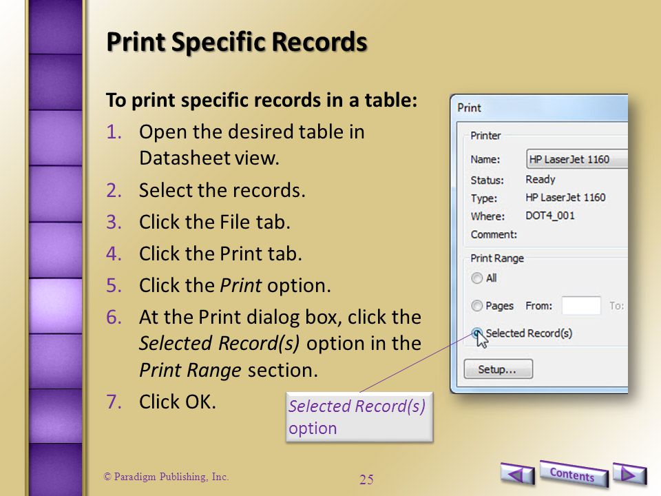 Print Specific Records