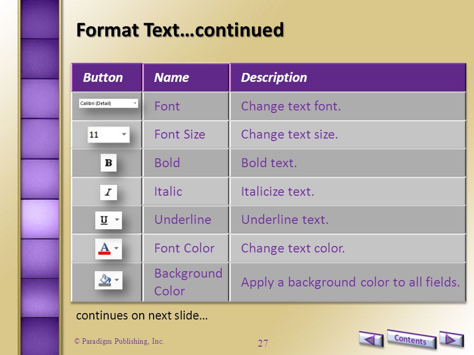 Format Text…continued