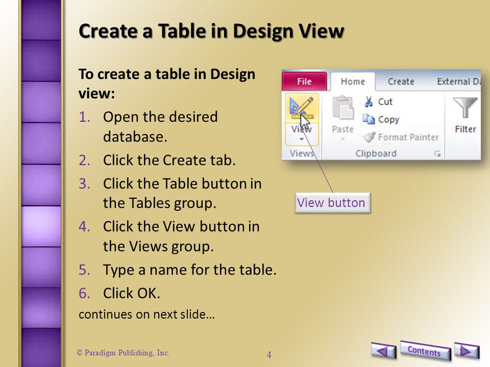Create a Table in Design View