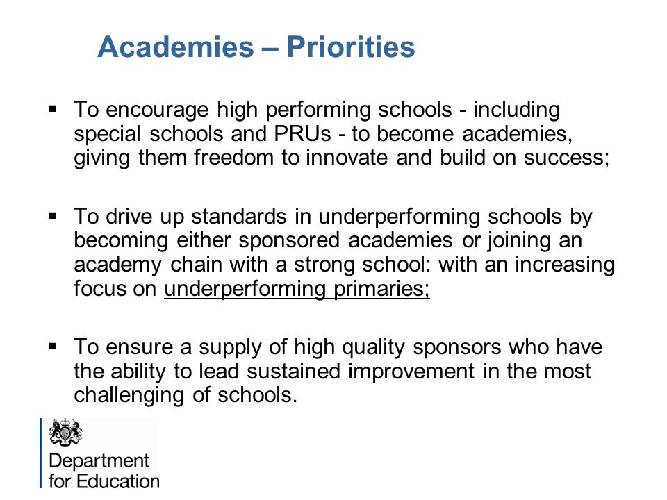 Academies – Priorities