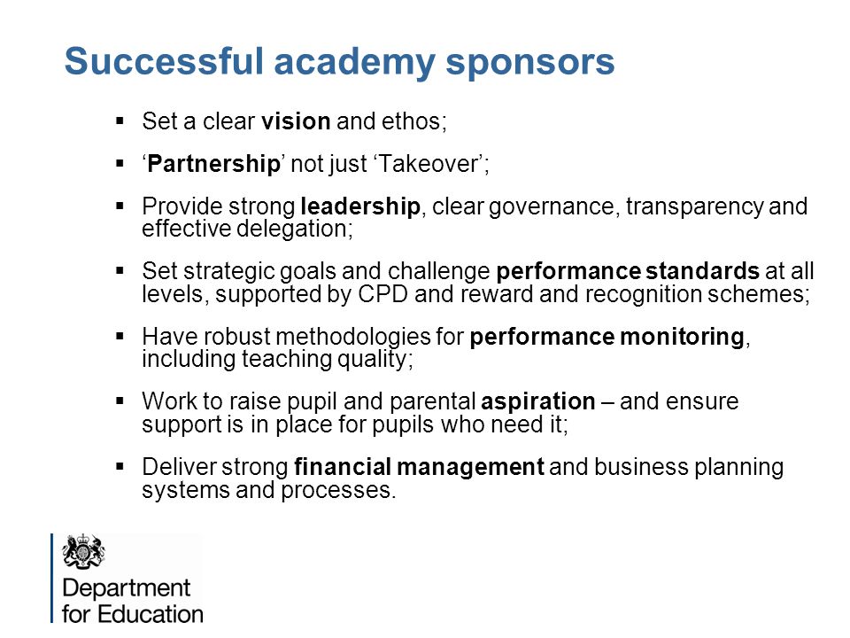Successful academy sponsors