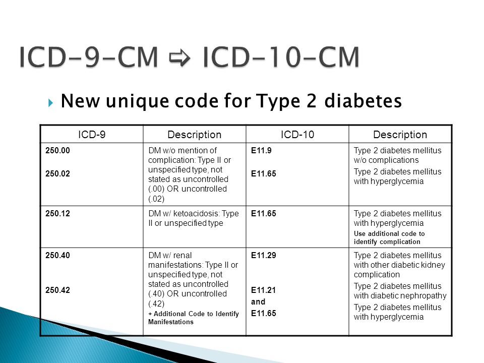 icd 10 diabetes mellitus, typ 2)