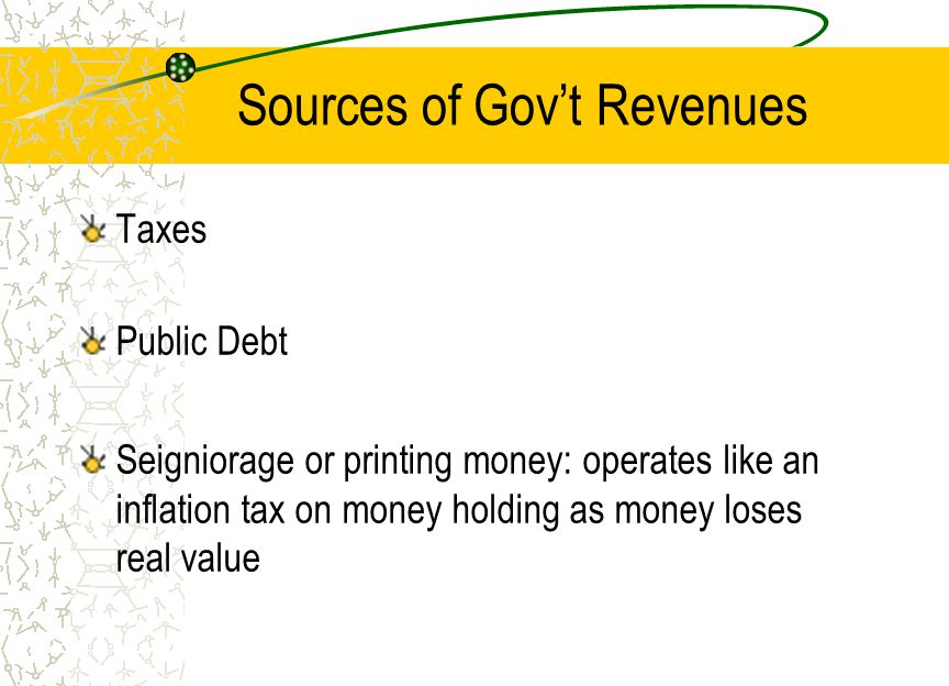 Sources of Gov’t Revenues