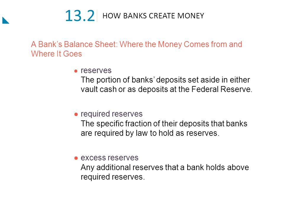 13.2 HOW BANKS CREATE MONEY. A Bank’s Balance Sheet: Where the Money Comes from and Where It Goes.