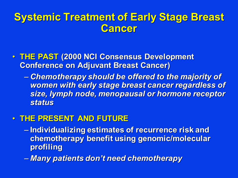 Systemic Treatment of Early Stage Breast Cancer