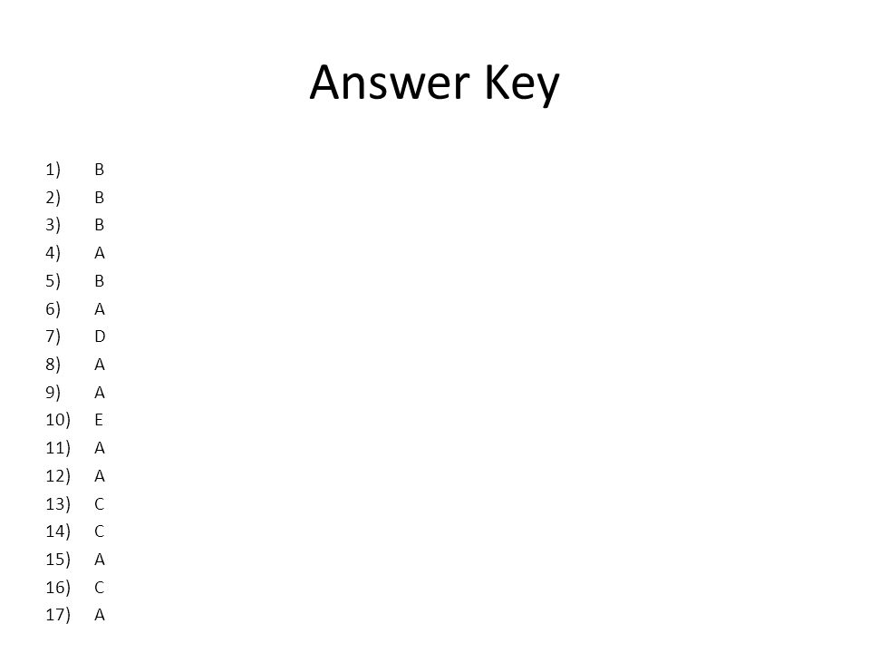 Answer Key B A D E C