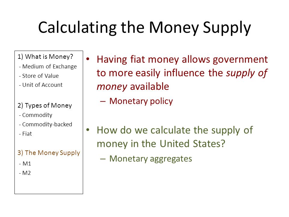 Calculating the Money Supply