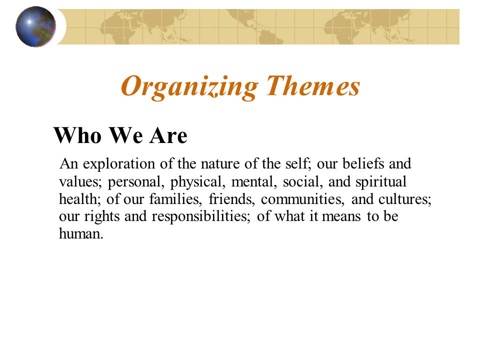 Organizing Themes Who We Are