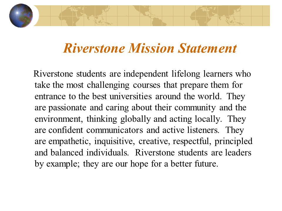 Riverstone Mission Statement