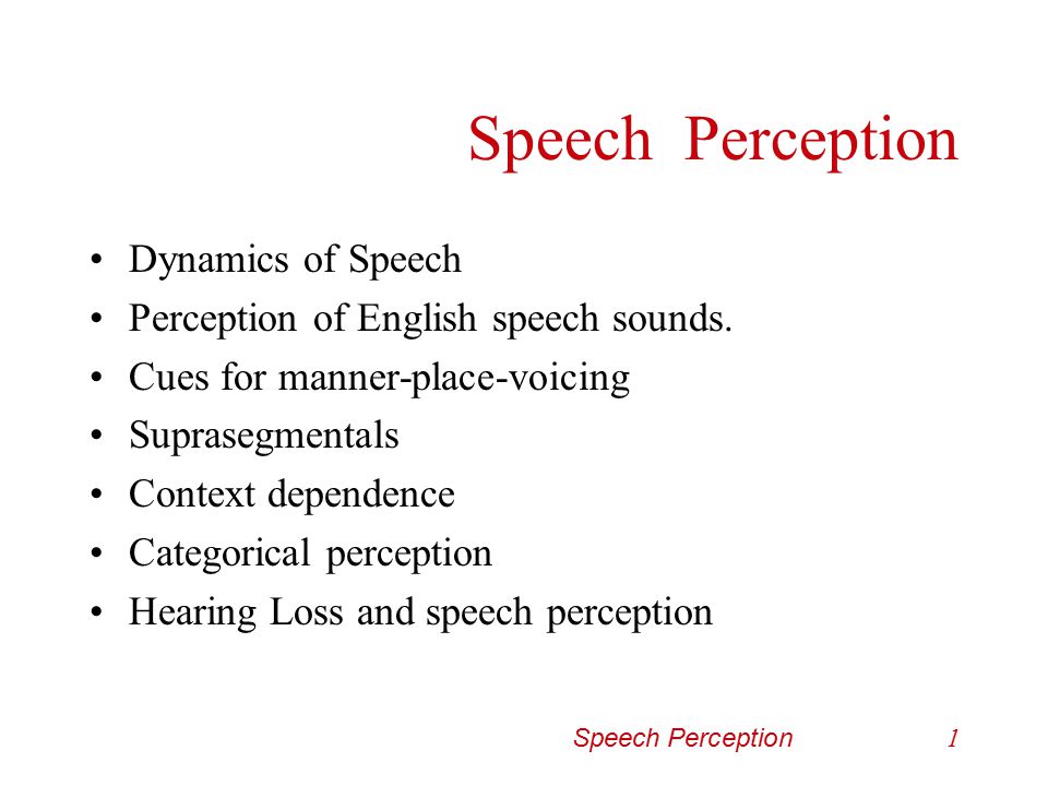 Speech Perception Dynamics of Speech