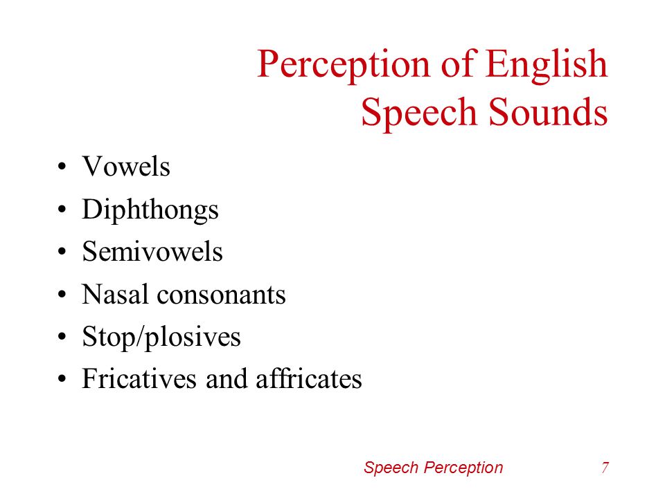 Perception of English Speech Sounds