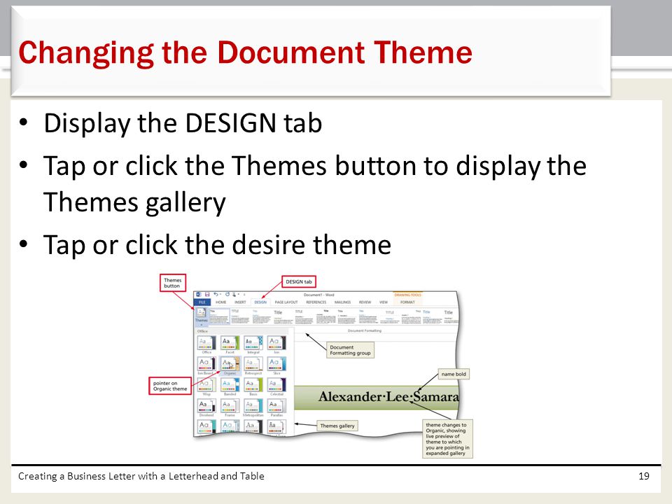 Changing the Document Theme