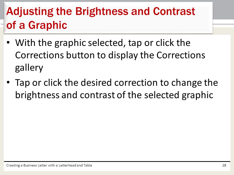 Adjusting the Brightness and Contrast of a Graphic