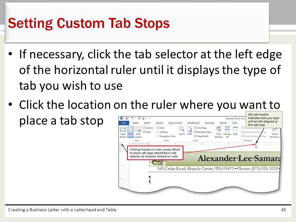 Setting Custom Tab Stops